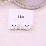 Rainbow Flower Unicorn Clip On Earrings for Girls Kids