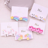 Rainbow Flower Unicorn Clip On Earrings for Girls Kids