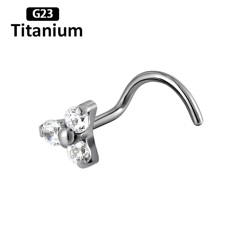 Titanium CZ Nose Studs Bar 20G Nose Piercing Jewelry
