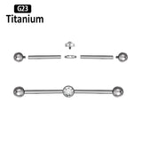 Titanium Tragus Piercing Vertical Barbell CZ Zircon 14G