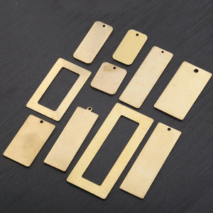 Raw Brass Blank Rectangular Tags Charms Pendant for DIY Stamping Jewelry