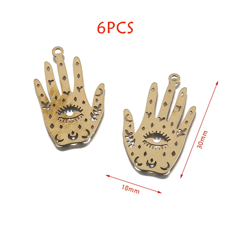 Raw Brass Hamsa Hand Charm Pendant for DIY Witch Jewelry