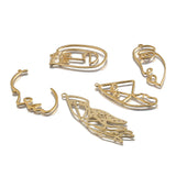 Raw Brass Hollow Face Hand Charms for Earrings DIY Craft