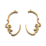 Raw Brass Hollow Face Hand Charms for Earrings DIY Craft
