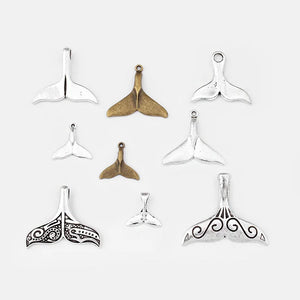 Tibetan Silver Whale Mermaid Tail Charms Pendant for DIY Jewelry Making
