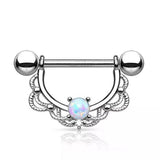 14G Opal Nipple Piercing Straight Rod Nipple Ring Body Jewelry