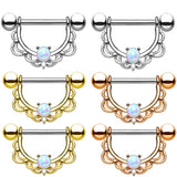 14G Opal Nipple Piercing Straight Rod Nipple Ring Body Jewelry