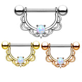 14G Opal Nipple Piercing Straight Rod Nipple Ring Body Jewelry
