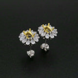Solid 925 Silver Oval Stud Earrings Setting DIY Supplies