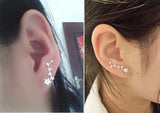 925 Silver CZ Star Flower Ear Climber Earrings