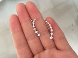 925 Silver CZ Star Flower Ear Climber Earrings