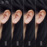 925 Silver CZ Star Flower Ear Climber Earrings