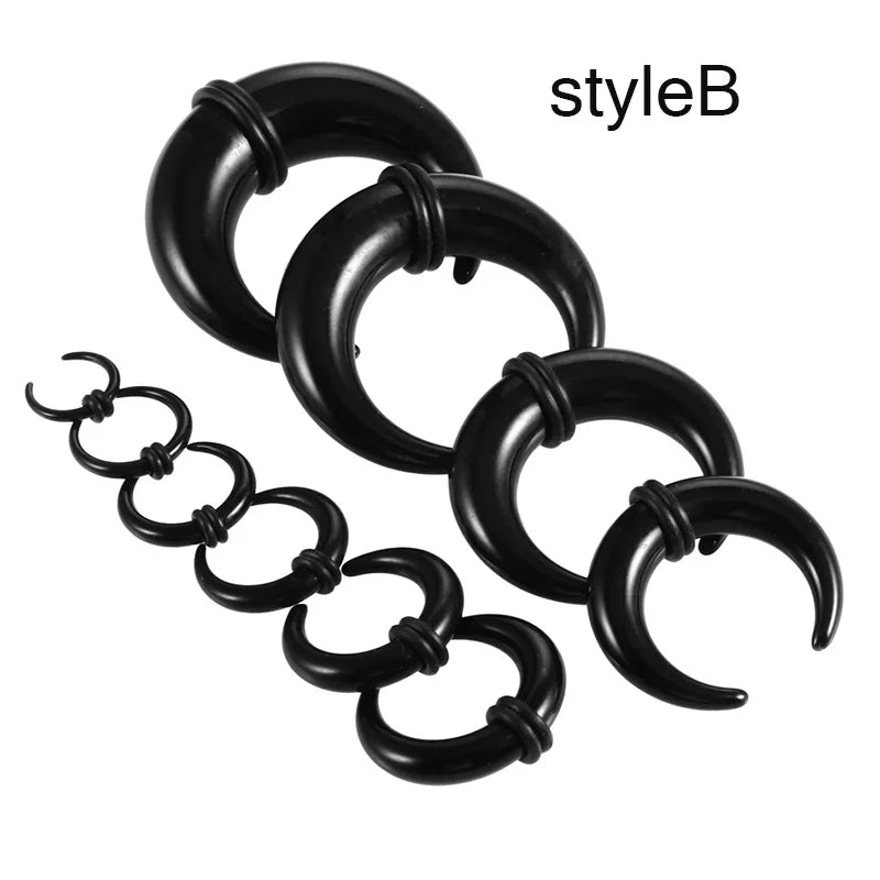 Acrylic Spiral Horn Taper Earrings Ear Stretching Kit Plugs Body Piercing