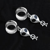 Alien Pendant Dangle Ear Tunnel Plugs Gauges 10mm