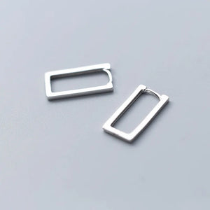 925 Sterling Silver Geometric Hoop Huggie Earrings
