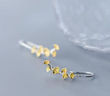 925 Sterling Silver Golden Ginkgo Leaf Dangle Earrings GTLE2557