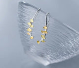 925 Sterling Silver Golden Ginkgo Leaf Dangle Earrings GTLE2557