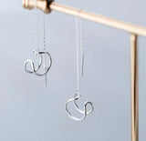 925 Sterling Silver Open Double Rows Circle Threader Earrings