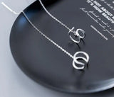 925 Sterling Silver Open Double Rows Circle Threader Earrings
