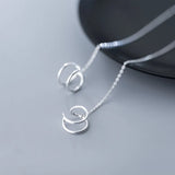 925 Sterling Silver Open Double Rows Circle Threader Earrings
