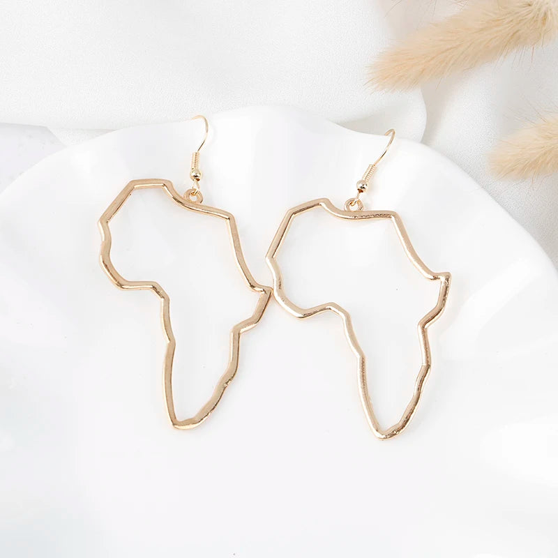 Africa Map Exaggerate Larger Earrings African Ornaments Ethnic Hyperbole