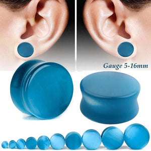 Cat Eye Stone Ear Plug Expander Tunnels Body Piercing Jewelry Kit