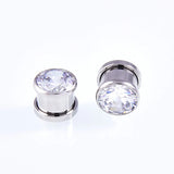 Crystal Zircon Ear Plug Tunnel Earring Cartilage Expander 1Pair