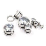 CZ Ear Tunnel Stainless Steel Plugs Gem Gauges Body Piercing 3-25mm