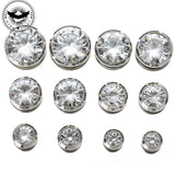 CZ Ear Tunnel Stainless Steel Plugs Gem Gauges Body Piercing 3-25mm