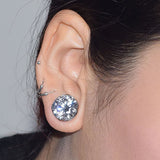 CZ Ear Tunnel Stainless Steel Plugs Gem Gauges Body Piercing 3-25mm