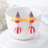 Circus Clown Stud Earrings Watermelon Beads Charms Jewelry