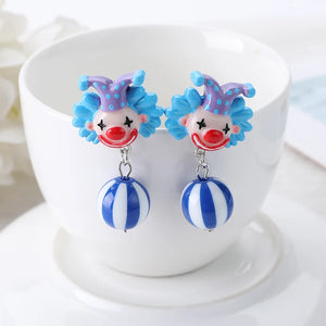 Circus Clown Stud Earrings Watermelon Beads Charms Jewelry