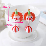 Circus Clown Stud Earrings Watermelon Beads Charms Jewelry