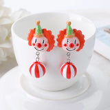 Circus Clown Stud Earrings Watermelon Beads Charms Jewelry