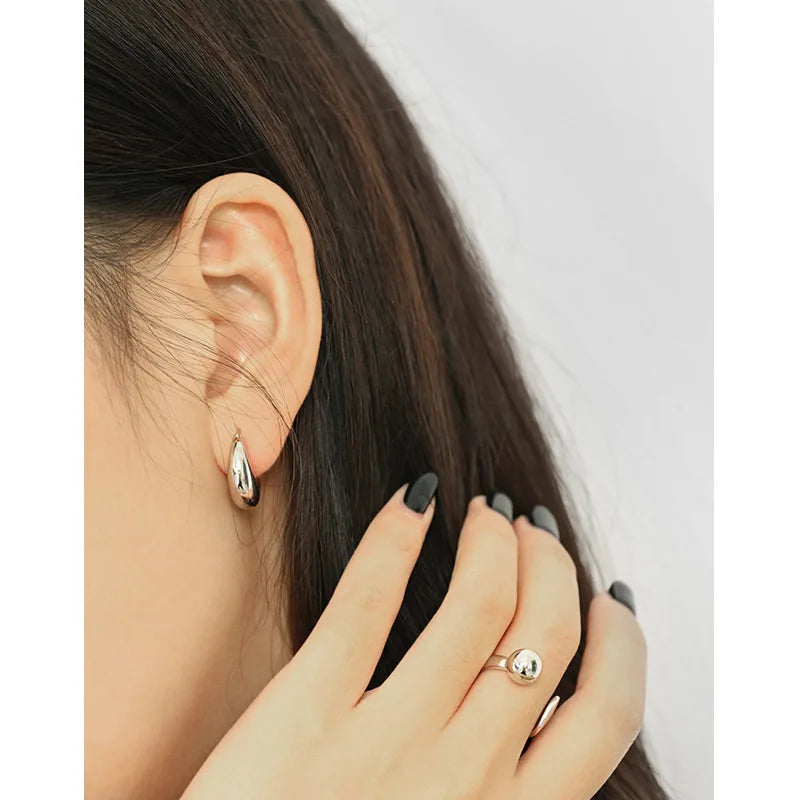 18K 925 Sterling Silver Lucky Hoop Earrings