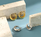 18K 925 Sterling Silver Lucky Hoop Earrings