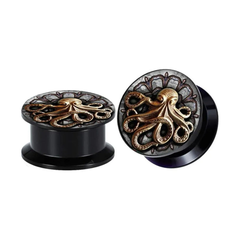 Octopus Flesh Tunnels Acrylic Ear Plugs Gauges Kit Punk Body Piercing Jewelry