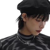 Silver Star Clip Earrings No Piercing Rhinestone Earcuffs Statement Jewelry