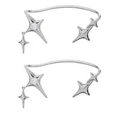 Silver Star Clip Earrings No Piercing Rhinestone Earcuffs Statement Jewelry