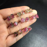 Fengbaowu Watermelon Tourmaline Earrings 925 Silver Crystal Jewelry