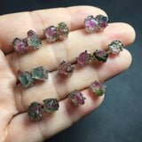 Fengbaowu Watermelon Tourmaline Earrings 925 Silver Crystal Jewelry