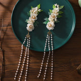 Floral Hair Clips Chinese Style Fringe Hairpin Girls Hanfu Party Barrettes