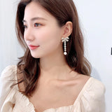 Bowknot Earrings Drop Pearl Shine Korea Silver Needle Earrings