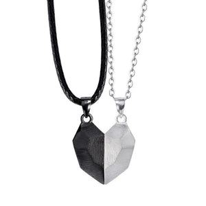 Gothic Punk Magnetic Heart Pendant Necklace For Couple