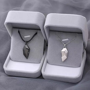 Gothic Punk Magnetic Heart Pendant Necklace For Couple