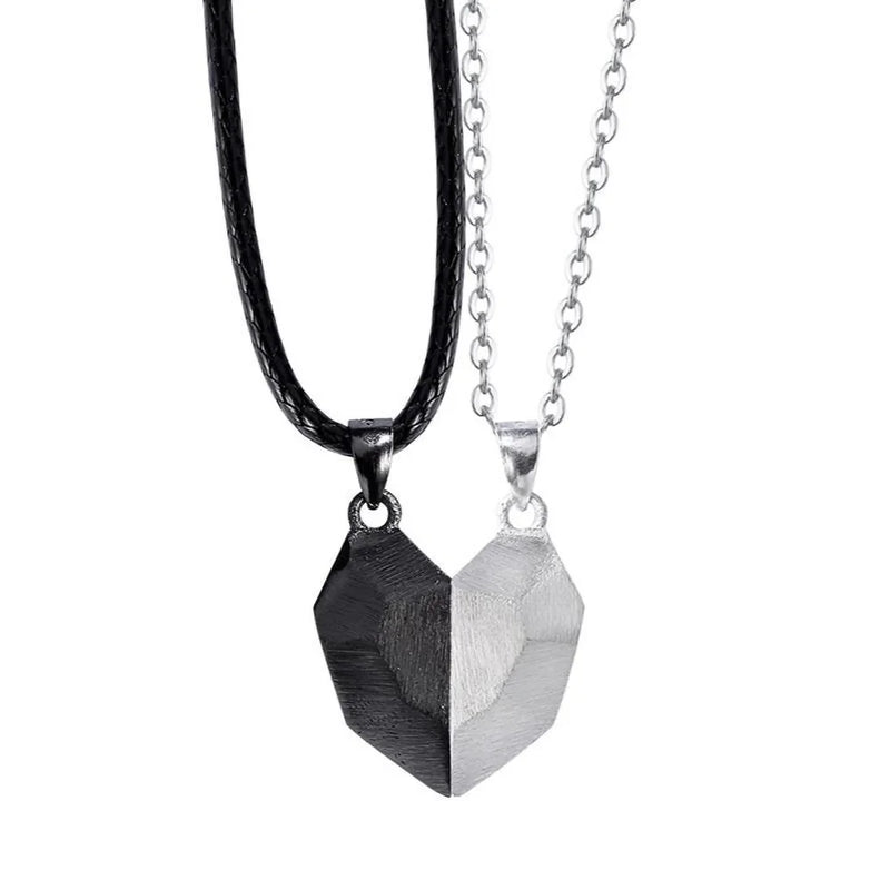 Magnetic Couple Necklace Gothic Punk Heart Pendant Wedding Gift