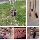 Magnetic Heart Couple Necklace Quartz Crystal Pendant Gift