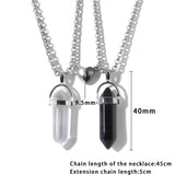 Magnetic Heart Couple Necklace Quartz Crystal Pendant Gift