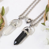 Magnetic Heart Couple Necklace Quartz Crystal Pendant Gift