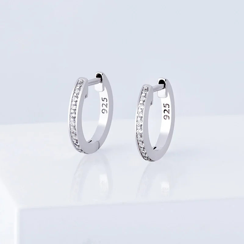 S925 Sterling Silver 1 Row CZ Stone Claw Setting Stud Earrings